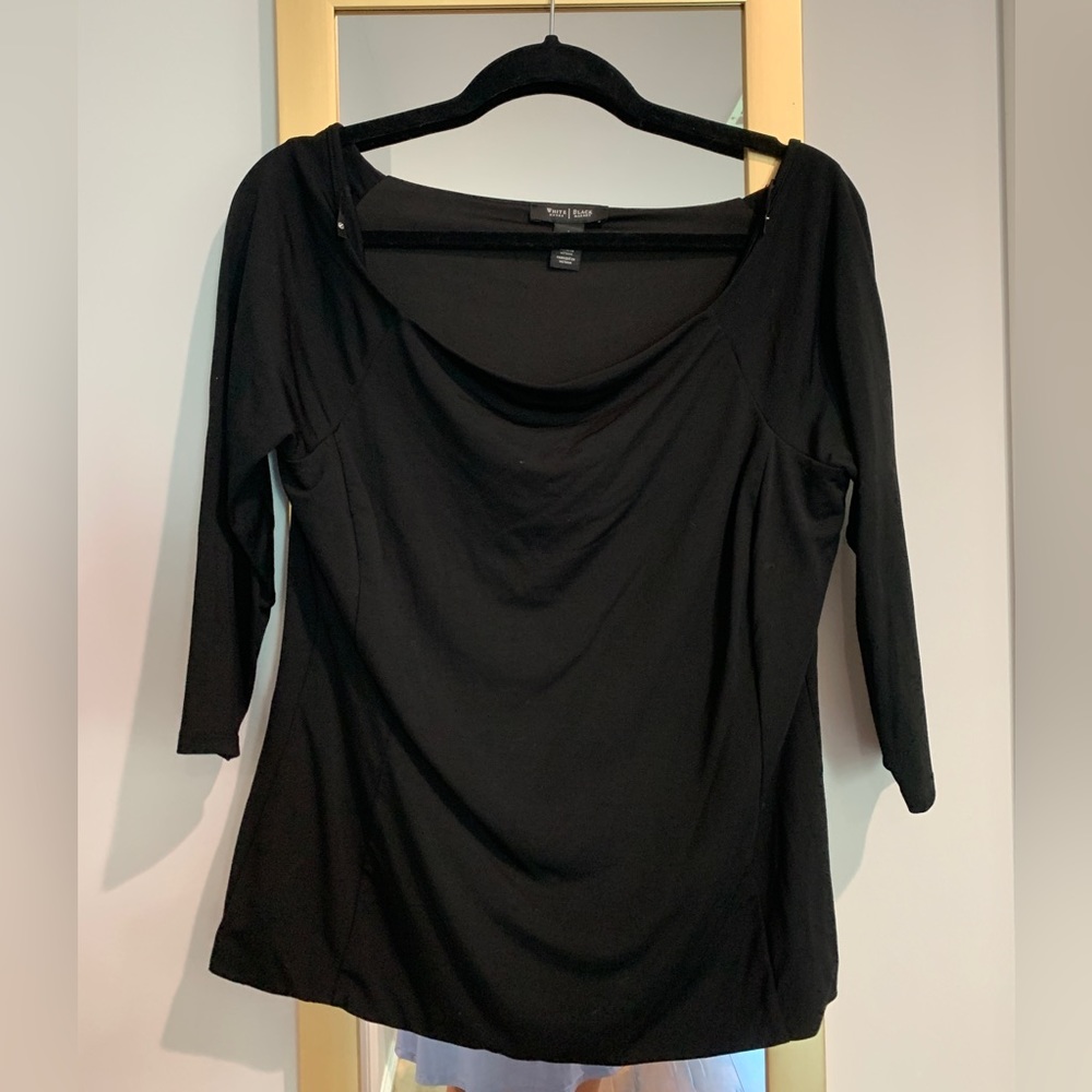 White House Black Market Boatneck Black Shirt